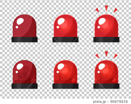 かわいいサイレンのライト_回転灯のイラスト素材セット_赤 90878816