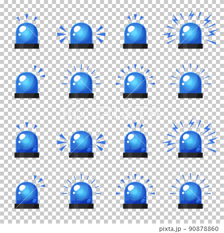 Cute siren light_Rotating light illustration material set_Blue 90878860