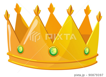Golden crown icon. Cartoon shiny king symbol Golden crown icon. Cartoon shiny king symbol 90879397