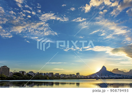 Sunset at Rodrigo de Freitas lagoon in Rio de Janeiro city Sunset at Rodrigo de Freitas lagoon in Rio de Janeiro city 90879493