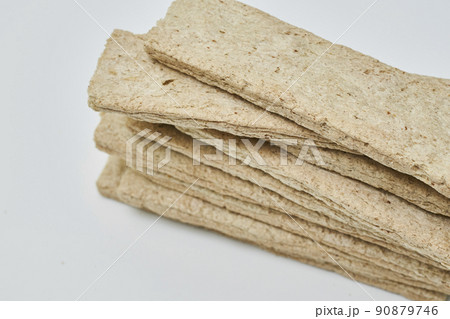 Rye crispbread on white background. Healthy food Rye crispbread on white background. Healthy food 90879746