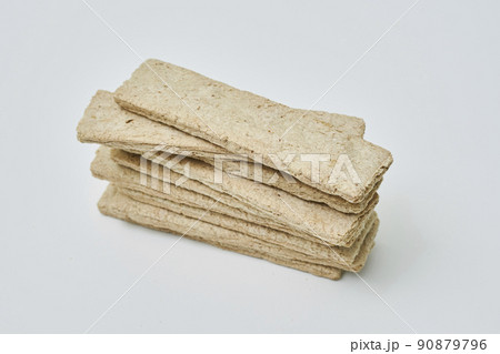 Rye crispbread on white background. Healthy food Rye crispbread on white background. Healthy food 90879796