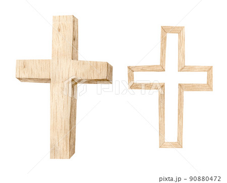 Watercolor Christian wooden cross, Baptism Cross, Wedding invitation, Holy Spirit, Religious illustration 90880472