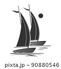 Two sailboats silhouette nautical symbol and icon 90880546