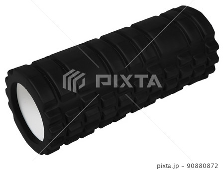 Training black massage roller isolated on white background. Training black massage roller isolated on white background. 90880872