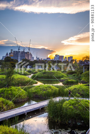 Benjakitti Park or Benchakitti forest park new design walkway in central Bangkok, Thailand Benjakitti Park or Benchakitti forest park new design walkway in central Bangkok, Thailand 90881133