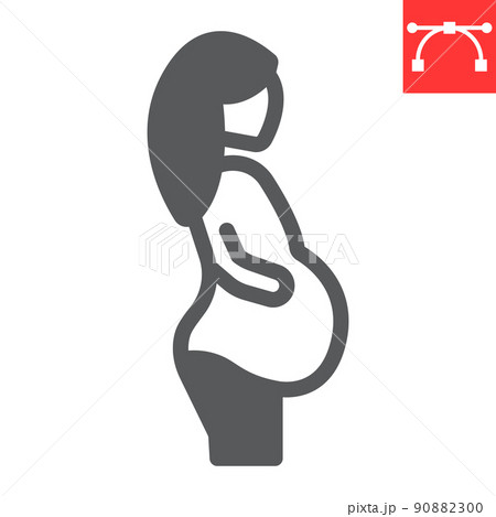 Pregnant woman glyph icon, pregnancy and maternity, pregnant female vector icon, vector graphics, editable stroke solid sign, eps 10 90882300