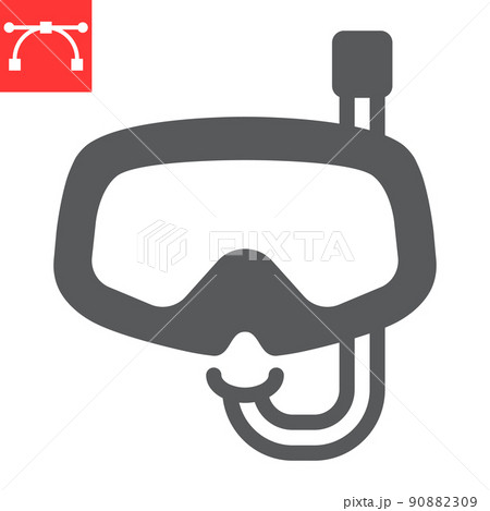 Diving mask glyph icon, scuba galsses and ocean, dive mask vector icon, vector graphics, editable stroke solid sign, eps 10 90882309