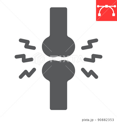 Joint pain glyph icon, osteoporosis and arthritis, bone pain vector icon, vector graphics, editable stroke solid sign, eps 10 90882353