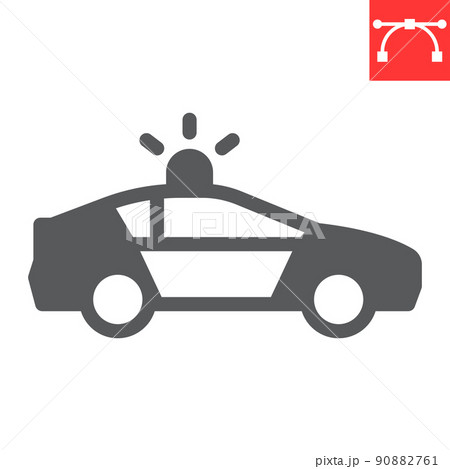 Police car glyph icon, transportation and vehicle, police vector icon, vector graphics, editable stroke solid sign, eps 10 Police car glyph icon, transportation and vehicle, police vector icon, vector graphics, editable stroke solid sign, eps 10 90882761