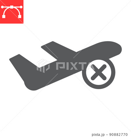 Flight cancelled glyph icon, no flight and airport, no fly zone vector icon, vector graphics, editable stroke solid sign, eps 10 Flight cancelled glyph icon, no flight and airport, no fly zone vector icon, vector graphics, editable stroke solid sign, eps 10 90882770