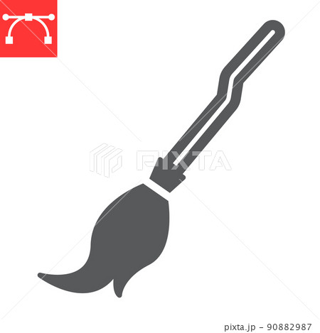 Witch broom glyph icon, holiday and halloween, broom vector icon, vector graphics, editable stroke solid sign, eps 10. 90882987