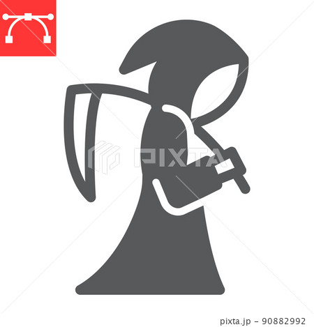 Grim reaper glyph icon, death and halloween, reaper vector icon, vector graphics, editable stroke solid sign, eps 10. 90882992