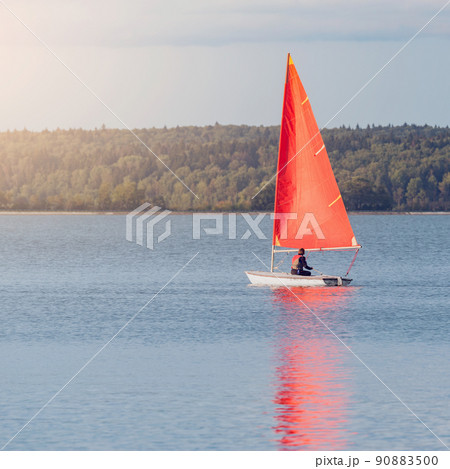 Teenager on the yacht. Healthy water sport. Teenager on the yacht. Healthy water sport. 90883500