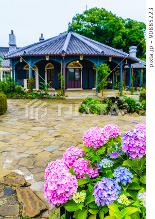 グラバー園　雨の日　アジサイ　旧グラバー住宅　【長崎県長崎市】 90885223