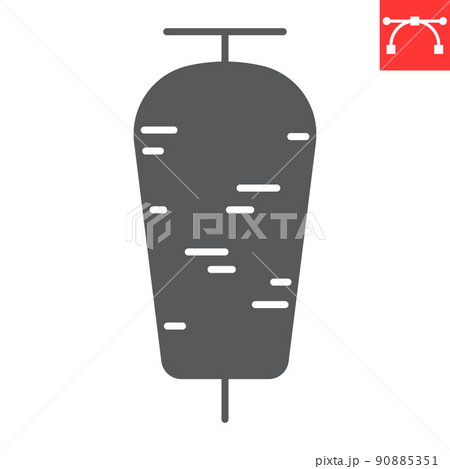 Doner kebab glyph icon, junk food and turkish fast food, doner kebab vector icon, vector graphics, editable stroke solid sign, eps 10. 90885351