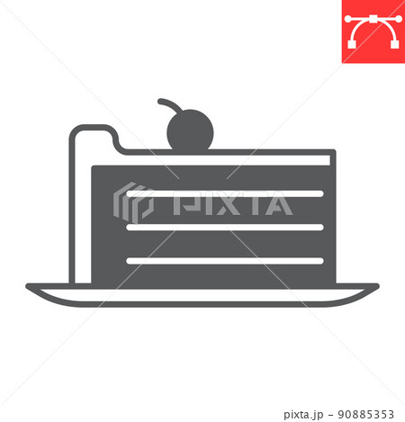 Piece of cake glyph icon, bakery and food, cake slice vector icon, vector graphics, editable stroke solid sign, eps 10. 90885353