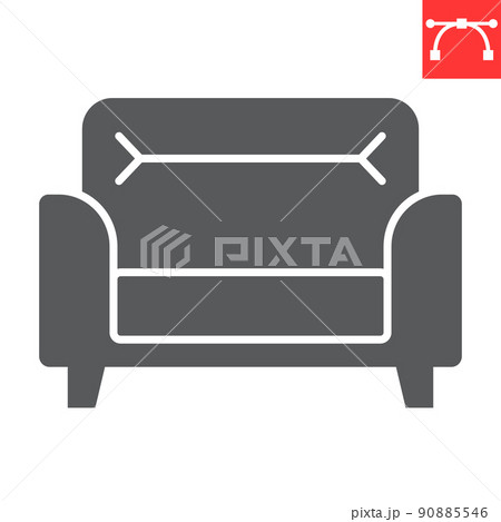 Soft sofa glyph icon, furniture and interior, sofa vector icon, vector graphics, editable stroke solid sign, eps 10. 90885546