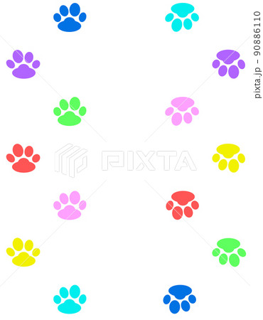 動物が歩いた肉球型の足跡イラストのイラスト素材