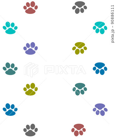 動物が歩いた肉球型の足跡イラストのイラスト素材