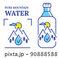 Bottle of water label template with mountains and water drop. Pure mountain water symbol vector illustration 90888588