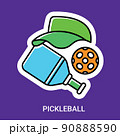 Paddle, ball, cap pickleball sport symbols. Pickleball Active sport for adult game elements vector illustration. 90888590