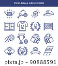 Outdoor sport leisure game vector illustrations. Pickleball game icon set 90888591