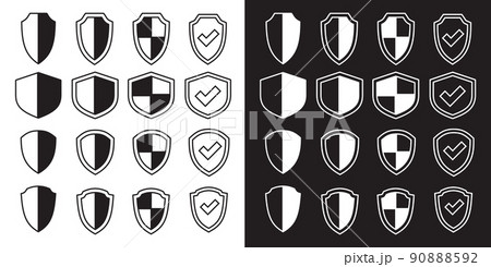 Protective shield icons vector set Protective shield icons vector set 90888592