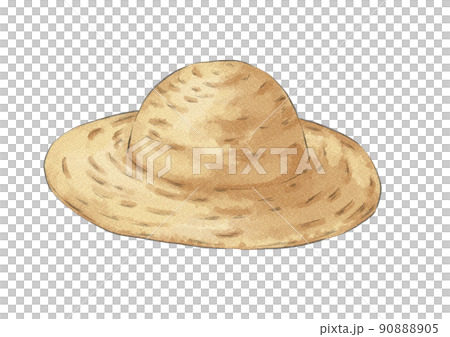 未裝飾的草帽插圖（水彩風格） 90888905