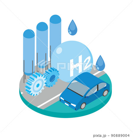 水素自動車のイメージイラスト 水素自動車のイメージイラスト 90889004