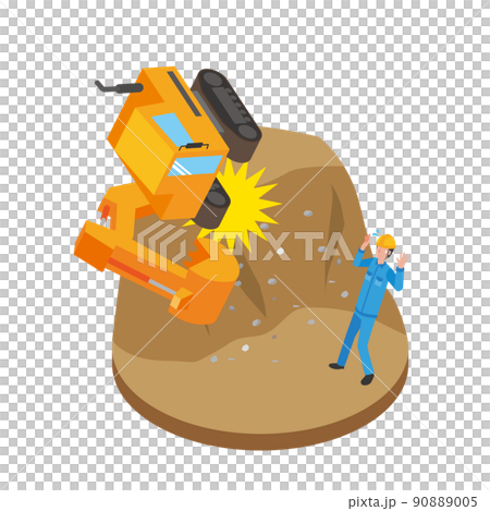 Excavator fall accident 90889005