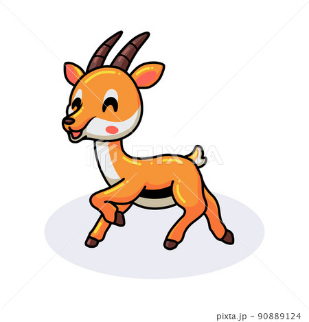 Cute little gazelle cartoon posing 90889124