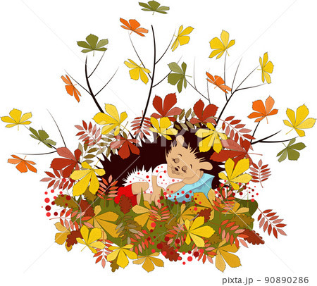 Vector image of a sleeping hedgehog. Series of pictures Vector image of a sleeping hedgehog. Series of pictures 90890286