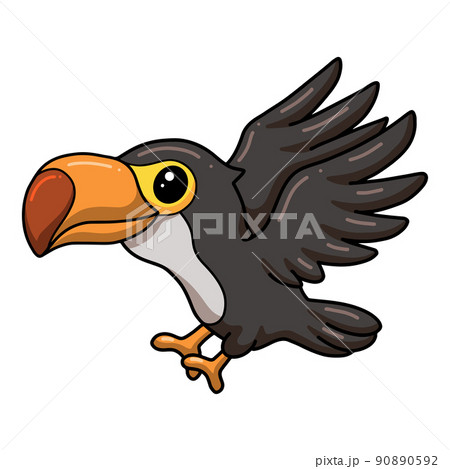 Cute little toucan bird cartoon flying	 90890592