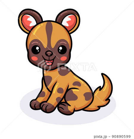 Cute wild dog cartoon sitting	 90890599