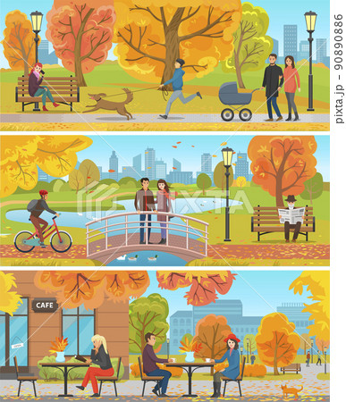 Family and Friends Autumn Outdoor Activity Poster 90890886