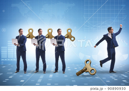 Concept of businessman escaping from office routine Concept of businessman escaping from office routine 90890930
