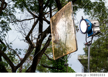 Process of filming. Spotlight illuminates 90891033