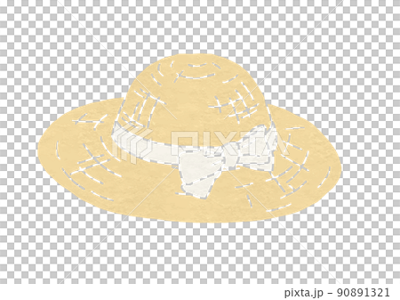 Illustration of a straw hat with a tied white... - Stock Illustration ...