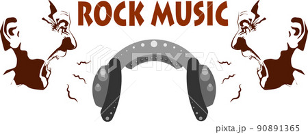 Vector image of two screaming men. And a schematic representation of the headphones. The concept of the invention as a source of sound and as an isolation from it Vector image of two screaming men. And a schematic representation of the headphones. The concept of the invention as a source of sound and as an isolation from it 90891365