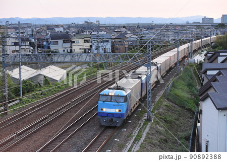 早朝の東海道本線　名神クロスを行く　スーパーレールカード　高速貨物電車 90892388