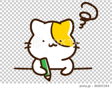 問題が解けずにもやもやするかわいいねこのデフォルメイラスト 問題が解けずにもやもやするかわいいねこのデフォルメイラスト 90893364