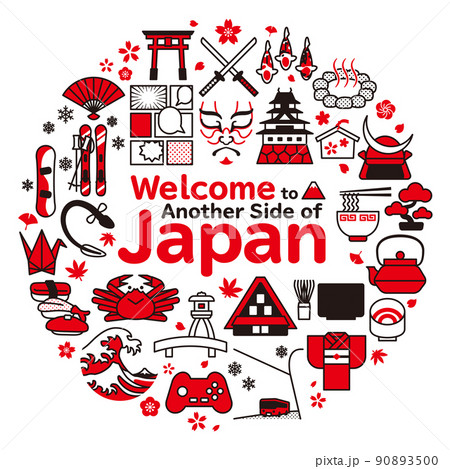 日本　旅行・観光の丸いイメージ背景　正方形　A 90893500