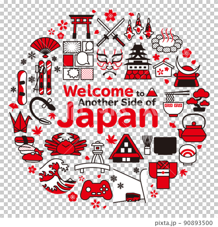 日本　旅行・観光の丸いイメージ背景　正方形　A 90893500