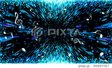 音楽のイメージ、光輝き炸裂する背景と音符バックグラウンド 90895567