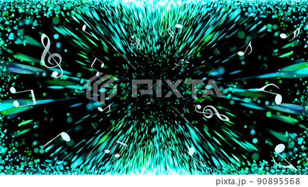 音楽のイメージ、光輝き炸裂する背景と音符バックグラウンド 90895568