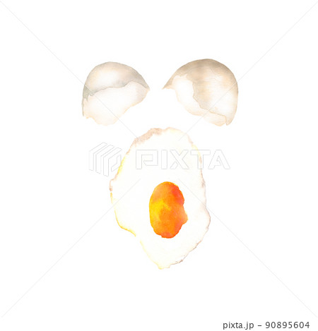 生卵を割る水彩画 90895604