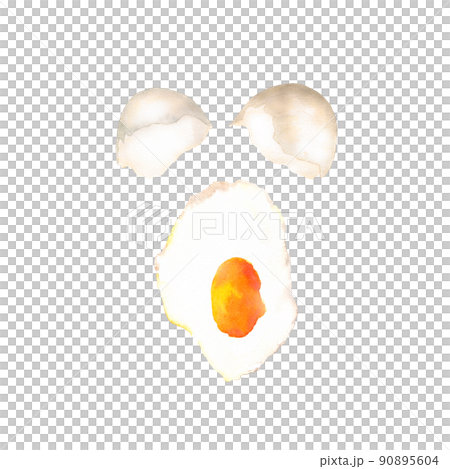 生卵を割る水彩画 90895604