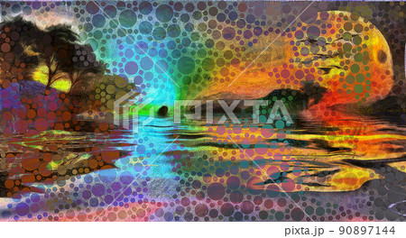 Forest lake sunset Forest lake sunset 90897144