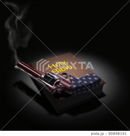 Holy Bible and revolver 90898191